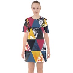 Triangles Sixties Short Sleeve Mini Dress by Sobalvarro