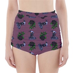 Gothic Girl Rose Mauve Pattern High-waisted Bikini Bottoms by snowwhitegirl