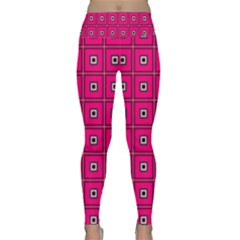 Pink Pattern Squares Lightweight Velour Classic Yoga Leggings by HermanTelo