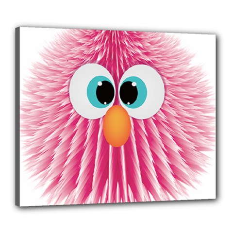 Bird Fluffy Animal Cute Feather Pink Canvas 24  X 20  (stretched) by Sudhe