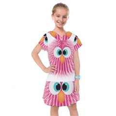 Bird Fluffy Animal Cute Feather Pink Kids  Drop Waist Dress by Sudhe