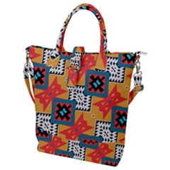 Shapes On A Brown Background Pattern               Buckle Top Tote Bag by LalyLauraFLM