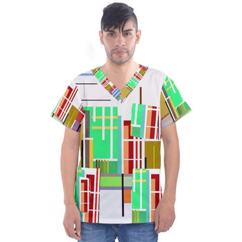 Business Finance Statistics Graphic Men s V-neck Scrub Top by Simbadda