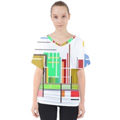 Business Finance Statistics Graphic V-neck Dolman Drape Top by Simbadda