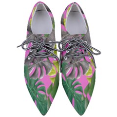 Tropical Greens Leaves Design Pointed Oxford Shoes by Simbadda