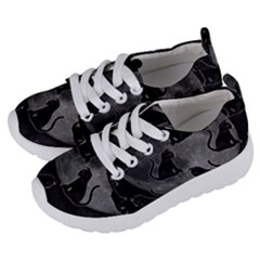 Black Cat Full Moon Kids  Lightweight Sports Shoes by bloomingvinedesign