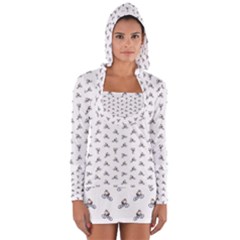 Cycling Motif Design Pattern Long Sleeve Hooded T-shirt by dflcprintsclothing