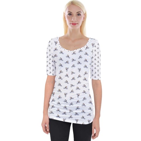Cycling Motif Design Pattern Wide Neckline Tee by dflcprintsclothing