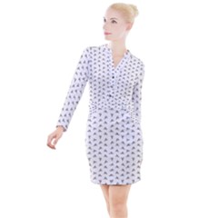 Cycling Motif Design Pattern Button Long Sleeve Dress by dflcprintsclothing
