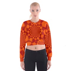 Fractal Artwork Abstract Background Orange Cropped Sweatshirt by Sudhe
