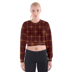 Background Pattern Design Geometric Brown Cropped Sweatshirt by Sudhe