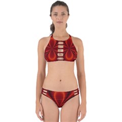 Abstract Background Design Red Perfectly Cut Out Bikini Set by Sudhe