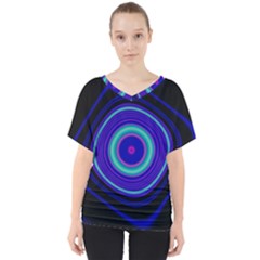 Digital Art Background Pink Blue V-neck Dolman Drape Top by Sudhe