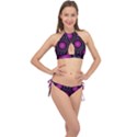 Abstract Background Design Purple Cross Front Halter Bikini Set View1