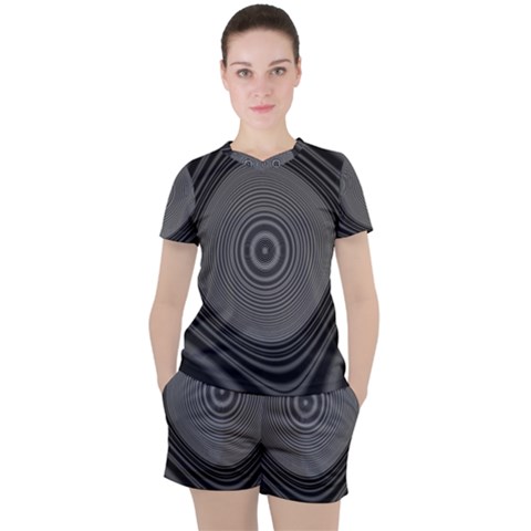 Digital Art Background Black White Women s Tee And Shorts Set by Sudhe