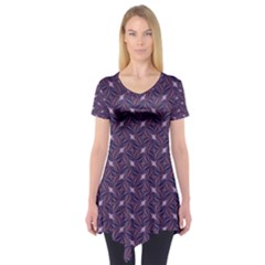 Background Texture Design Geometric 3d Short Sleeve Tunic  by Sudhe