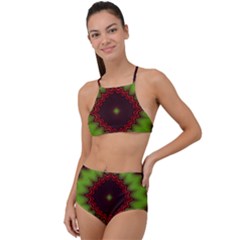 Fractal Artwork Idea Allegory Geometry High Waist Tankini Set by Sudhe