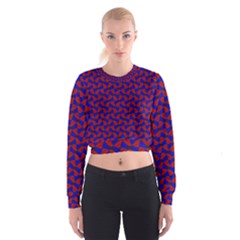 Background Texture Design Geometric Red Blue Cropped Sweatshirt by Sudhe