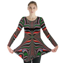 Abstract Art Fractal Art Pattern Long Sleeve Tunic  by Sudhe