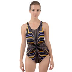 Abstract Art Fractal Unique Pattern Cut-out Back One Piece Swimsuit by Sudhe