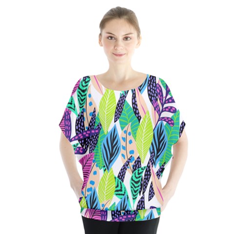 Misc Leaves                        Batwing Chiffon Blouse by LalyLauraFLM