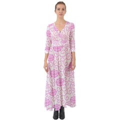 Spring Flowers Plant Button Up Boho Maxi Dress by HermanTelo