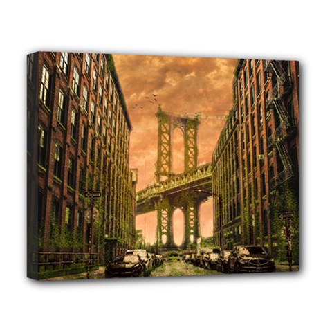 Architecture Buildings City Bridge Deluxe Canvas 20  X 16  (stretched) by Wegoenart