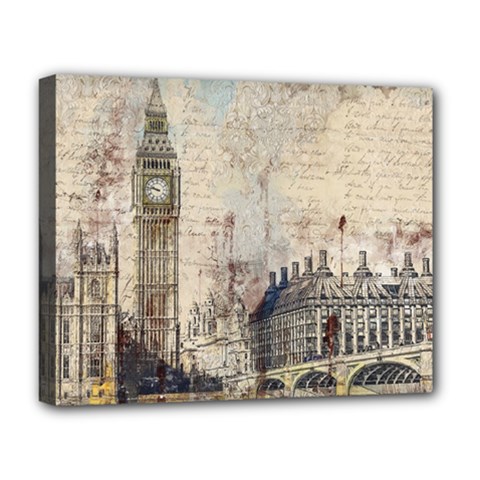 London Westminster Bridge Building Deluxe Canvas 20  X 16  (stretched) by Wegoenart