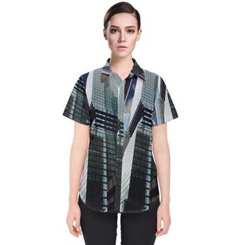 Architecture Frankfurt Reflection Women s Short Sleeve Shirt by Wegoenart