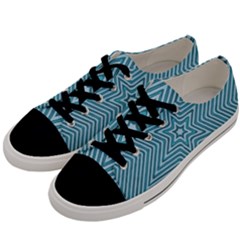 Lines Blue Repeating Textile Men s Low Top Canvas Sneakers by Wegoenart
