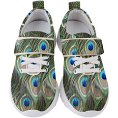 Peacock Feathers Peacock Bird Kids  Velcro Strap Shoes by Wegoenart