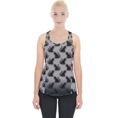 Black Cats On Gray Piece Up Tank Top by bloomingvinedesign