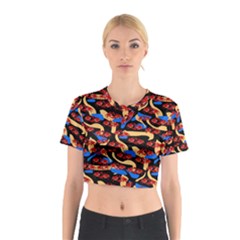 Fighting Crabbies Pattern Cotton Crop Top by bloomingvinedesign