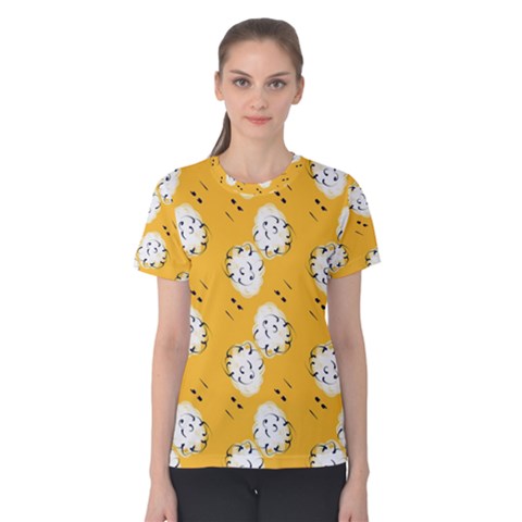 Fluffy Clouds Mustard  Women s Cotton Tee by VeataAtticus