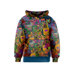 Modern Geometric Art   Dancing In The City Background Solid Dark Blue Kids  Pullover Hoodie by EDDArt