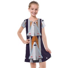 Rocket Space Universe Spaceship Kids  Cross Web Dress by Pakrebo