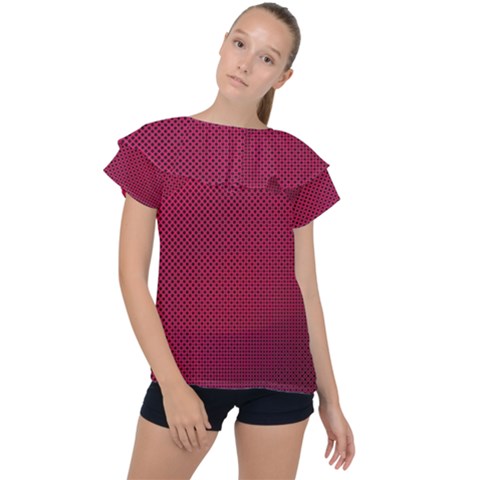 Anything You Want -red Ruffle Collar Chiffon Blouse by WensdaiAmbrose