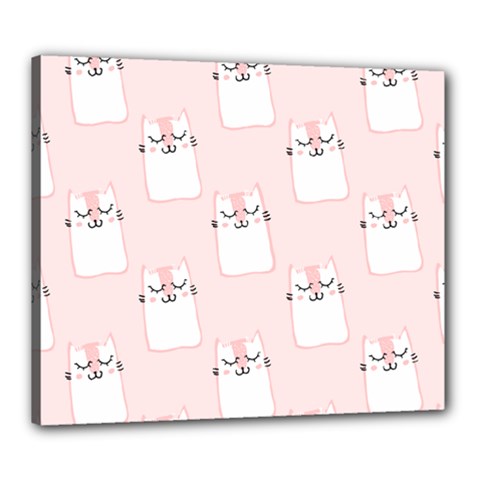 Pattern Pink Cute Sweet Fur Cats Canvas 24  X 20  (stretched) by Pakrebo