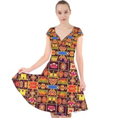 A 6 Cap Sleeve Front Wrap Midi Dress by ArtworkByPatrick