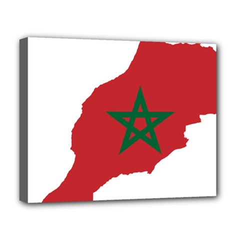 Morocco Flag Map Geography Outline Deluxe Canvas 20  X 16  (stretched) by Sapixe