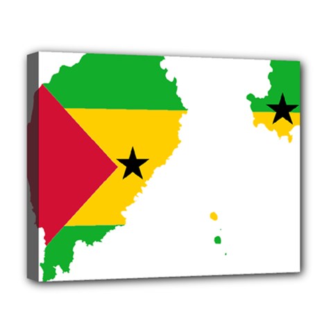 Sao Tome Principe Flag Map Deluxe Canvas 20  X 16  (stretched) by Sapixe