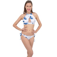 Greece Country Europe Flag Borders Cross Front Halter Bikini Set by Sapixe