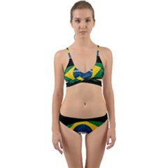 Flag Brazil Country Symbol Wrap Around Bikini Set by Sapixe