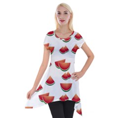 Summer Watermelon Pattern Short Sleeve Side Drop Tunic by Pakrebo