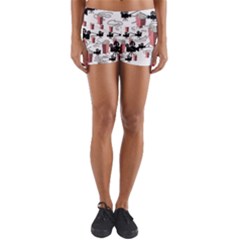 Movies And Popcorn Yoga Shorts by bloomingvinedesign