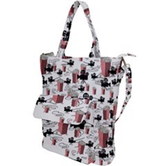 Movies And Popcorn Shoulder Tote Bag by bloomingvinedesign