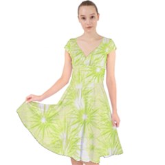 Background Green Star Cap Sleeve Front Wrap Midi Dress by HermanTelo