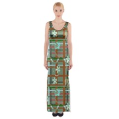 Textile Fabric Thigh Split Maxi Dress by HermanTelo