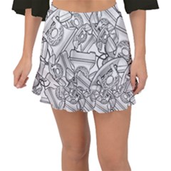 Phone Dial Communication Technology Fishtail Mini Chiffon Skirt by Pakrebo