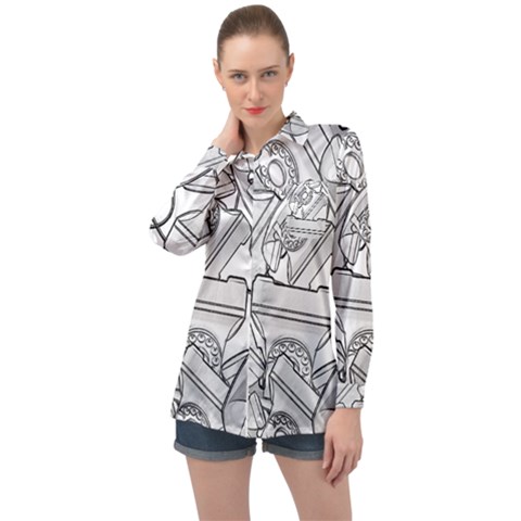 Phone Dial Communication Technology Long Sleeve Satin Shirt by Pakrebo